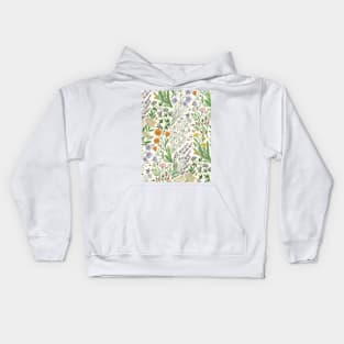 Wildflowers Lavender, chamomile, Calendula, Red Clover, cornflower, Dandelion, elderflower, Rosehip, bee Kids Hoodie